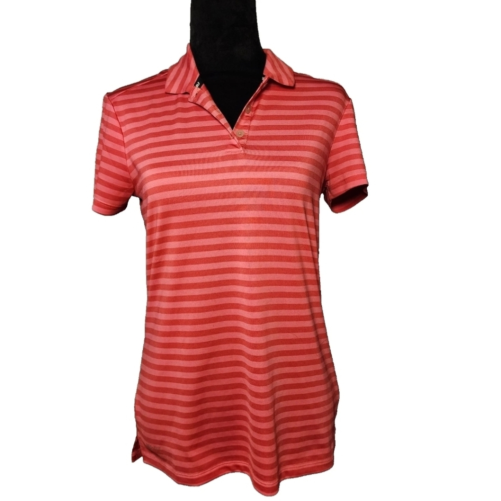 Polo Shirt Women's Size Small Pink Stripes Short Sleeve Dri-Fit Golf Swoosh Run